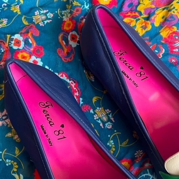 Brand New Ferca 81 Genuine Leather Ivory Blue Green Slip On Flats Buckle Loafers - Picture 3 of 16